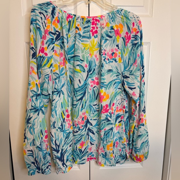 Lilly Pulitzer Size XL Blouse - Blue, Pink, Yellow - Picture 4 of 7